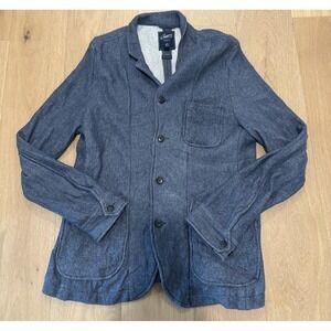 Grayers Albemarle Herringbone Knit Blazer Men Medium Blue Cotton Jacket Cardigan